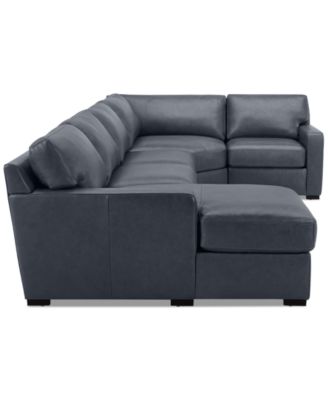 Radley 148" 4-Pc. Leather Wedge Modular Chaise Sectional