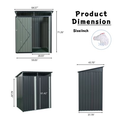 Streamdale 5FT X 3FT Outdoor Metal Storage Shed Transparent Plate Gray