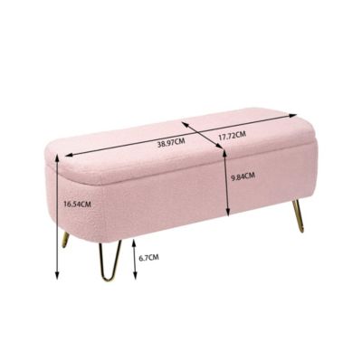 Pink Ottoman End Bench, Faux Fur & Gold