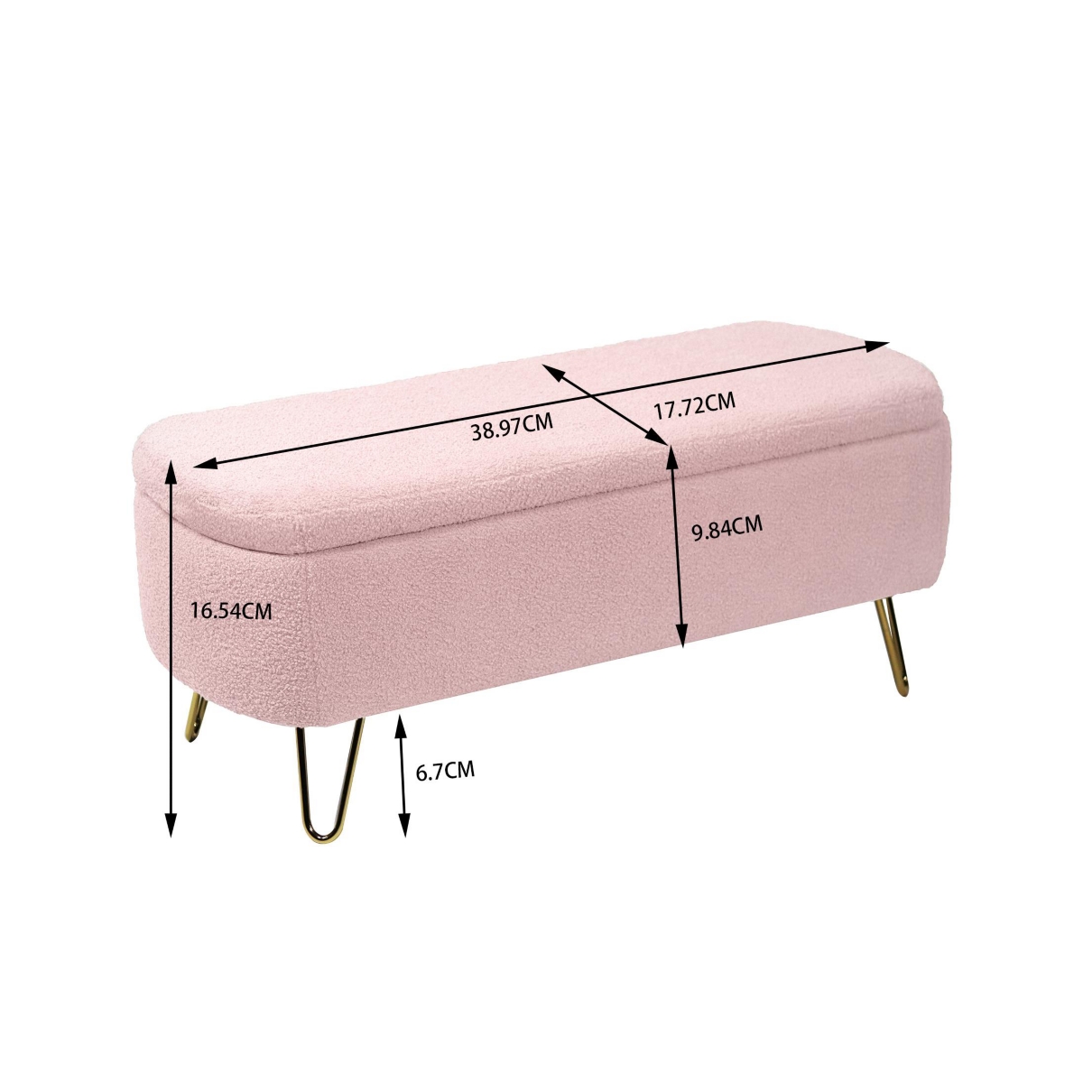 Simplie Fun Pink Storage Ottoman Bench For End Of Bed Gold Legs, Modern Faux Fur Entryway Bench