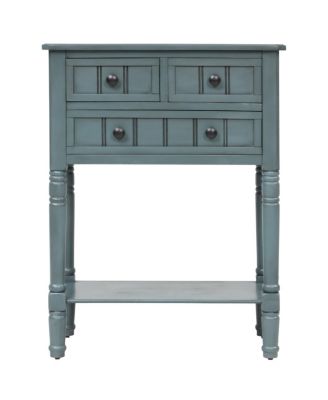 Simplie Fun Narrow Console Table, Slim Sofa Table With Three Storage Drawers And Bottom Shelf