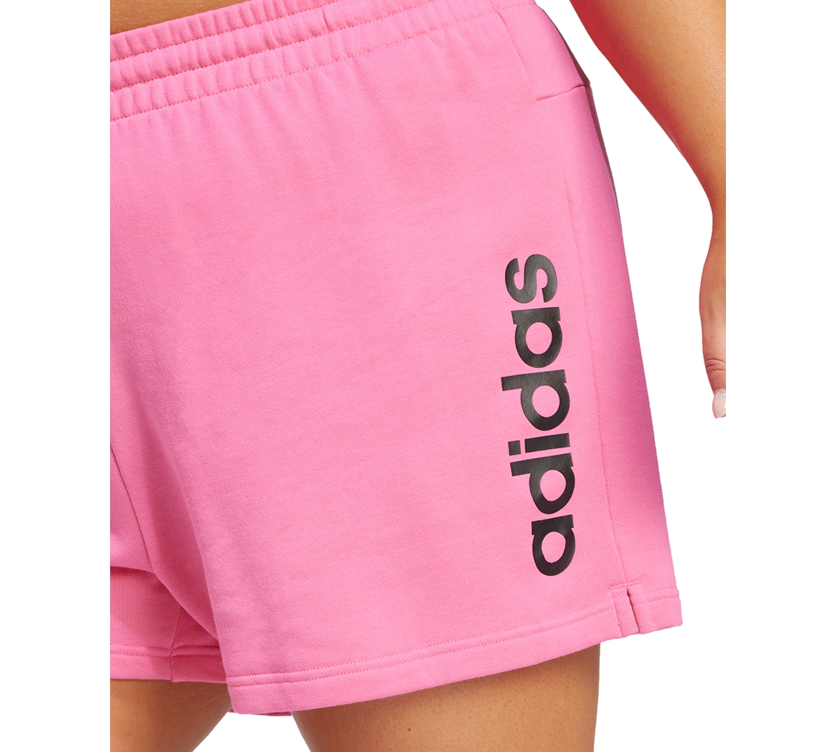 adidas Plus Size Essentials Linear Logo French Terry Shorts - Black
