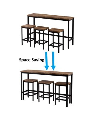 Counter Height Extra Long Dining Table Set With 3 Stools Pub Kitchen Set Side Table With Foot
