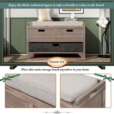 Streamdale Fully Assembled Shoe Bench with Storage and Basket