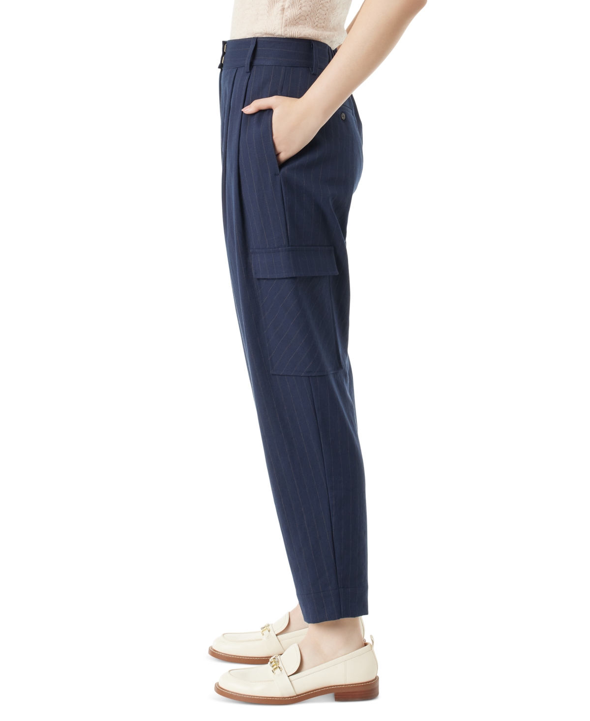 Sam Edelman Women's Laila Pinstriped Pleated Tapered Pants
