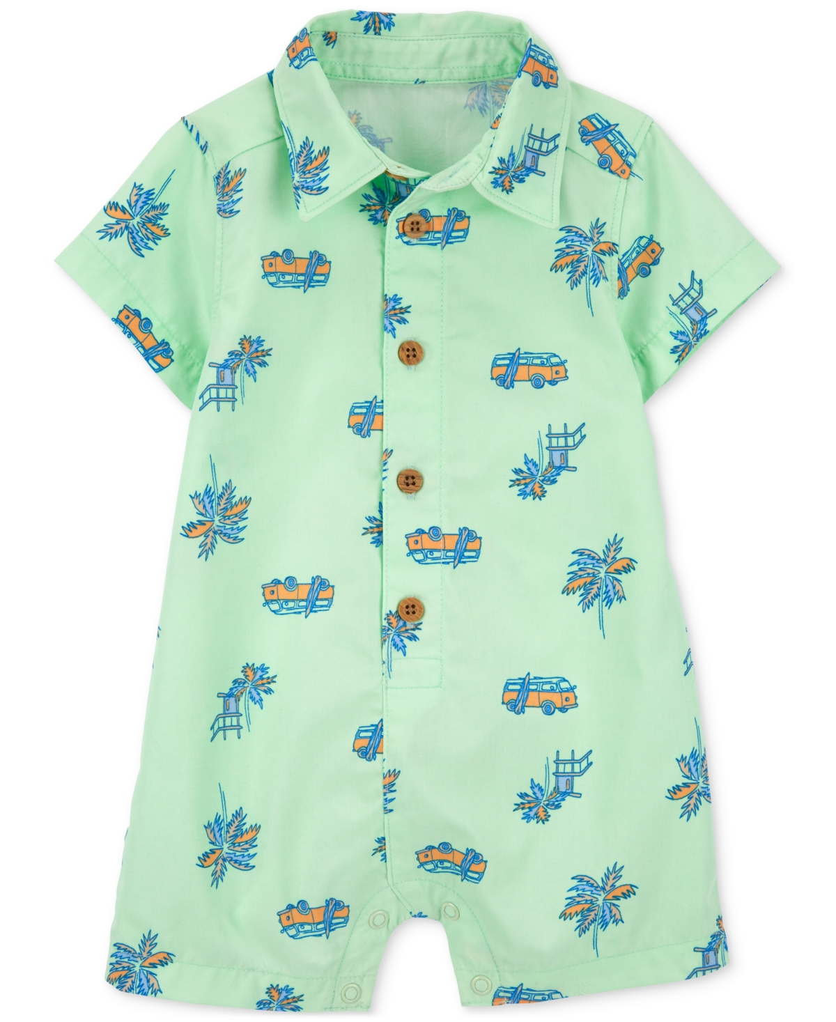 Shop Carter's Baby Boys Tropical Cotton Romper In Green Tropical