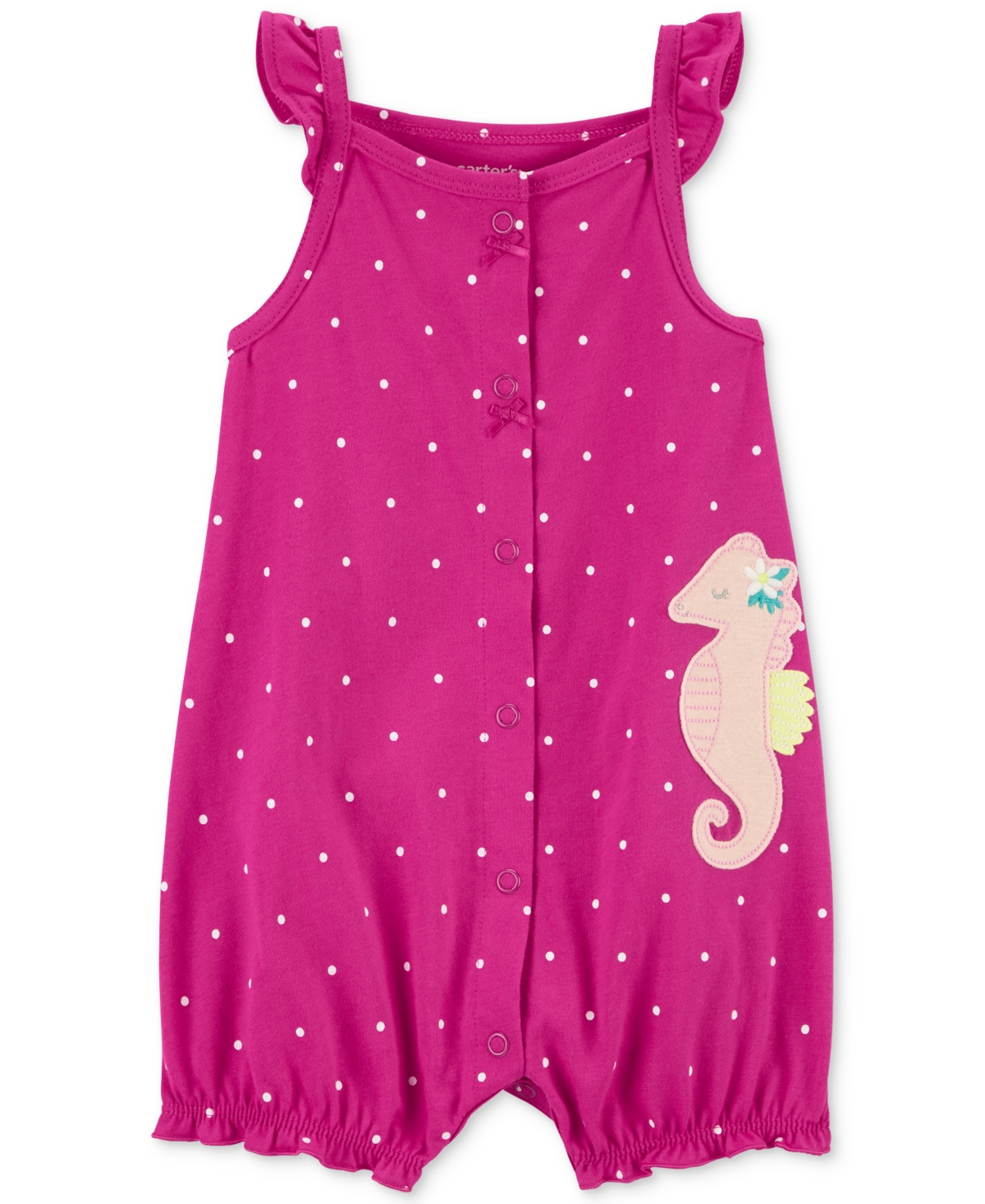 Shop Carter's Baby Girls Seahorse Dot Snap-up Cotton Romper In Pink