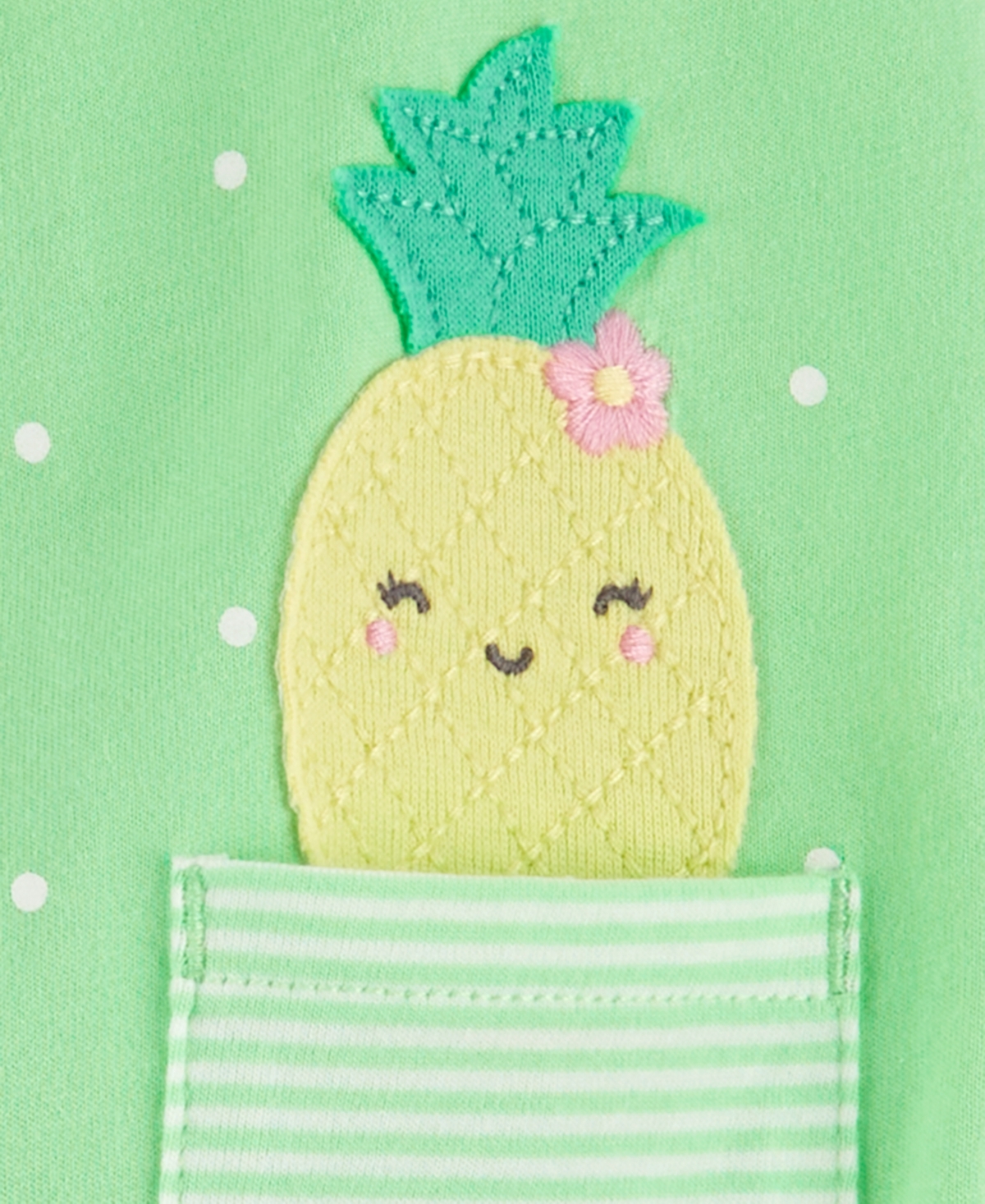 Shop Carter's Baby Girls Pineapple Dot Cotton Romper In Green