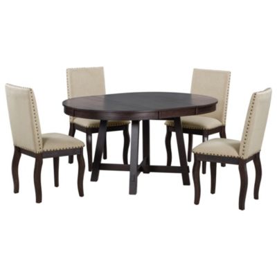 5-Pc Farmhouse Extendable Dining Table Set