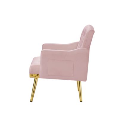Velvet Armchair With Metal Legs
