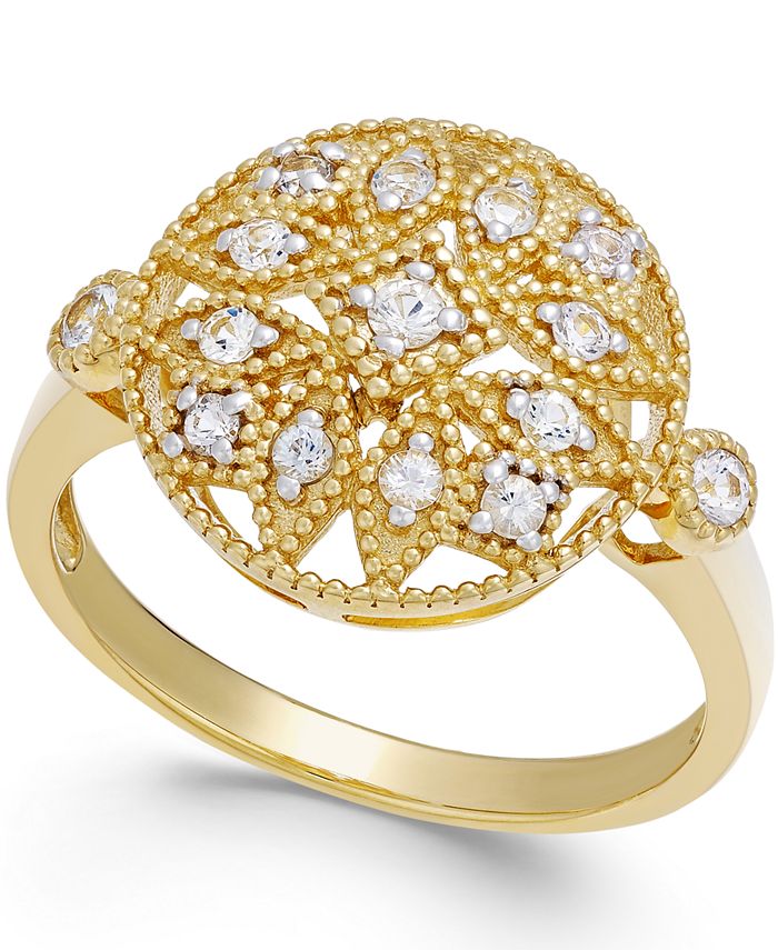 Macy's White Sapphire (1/4 ct. t.w.) Filigree Ring in 14k Gold - Macy's