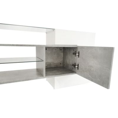 Modern Grey TV Stand with LED Shelves