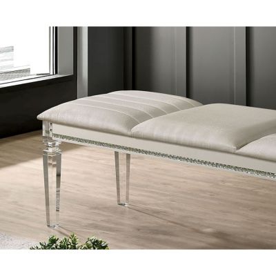 Solid Wood Crystal Accent Bench