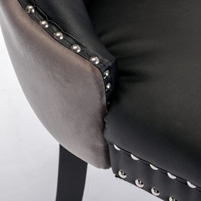 Contemporary Tufted Dining Chairs Set, Black+Gray