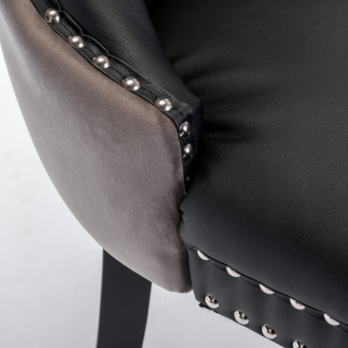 Streamdale Furniture Contemporary Tufted Dining Chairs Set, Black+Gray