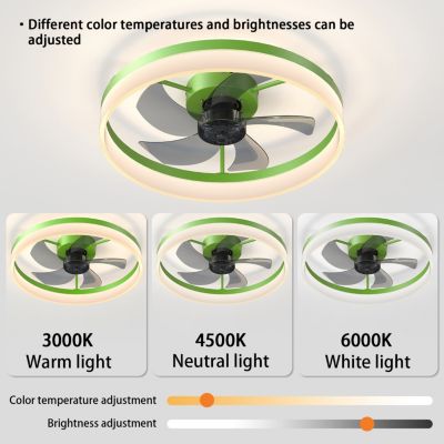 Dimmable LED Ceiling Fans with Thin Modern Flushmount