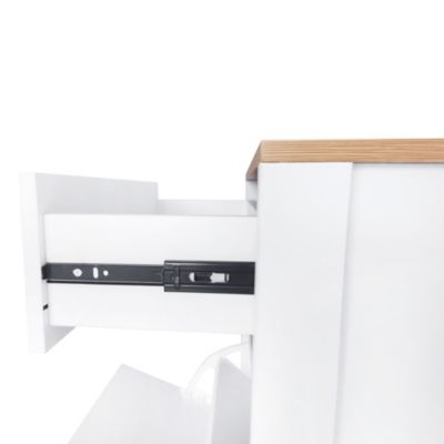 2-Drawer Entryway Shoe Organizer, Wood Grain Top