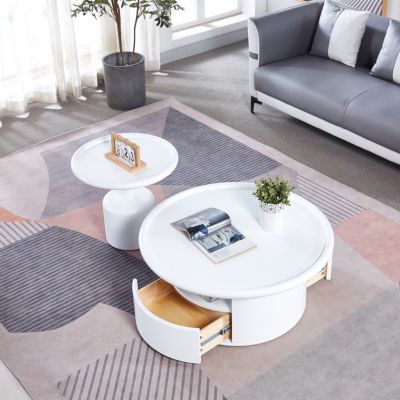 MDF 2 Piece Round Set for Living Room and Bedroom Coffee Table Set