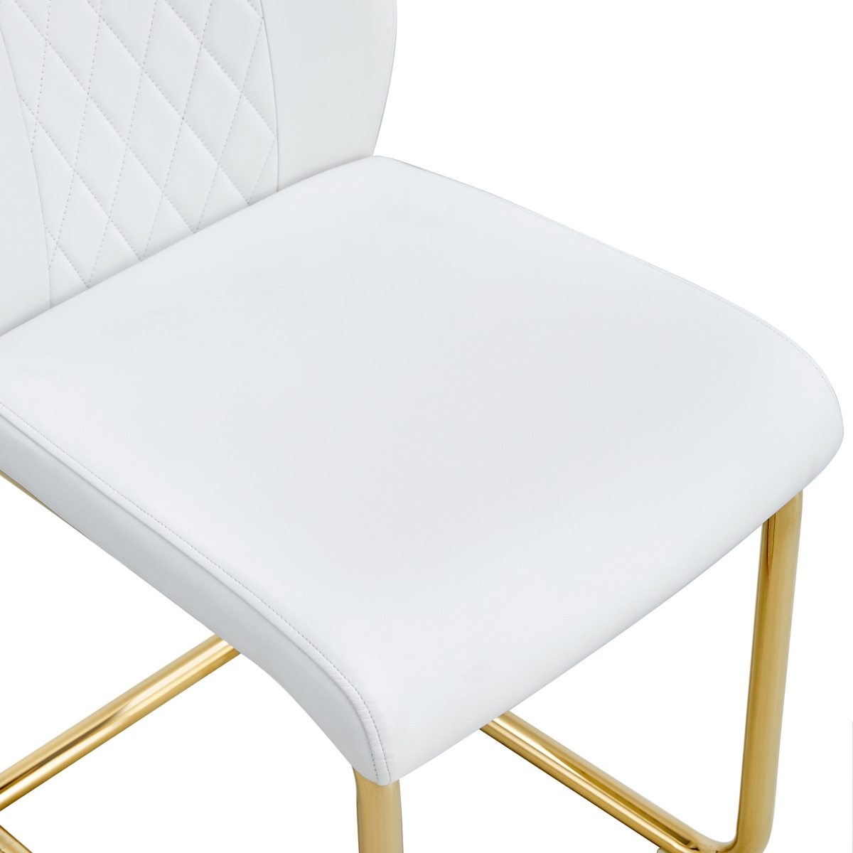 6-piece Modern Golden Leg Dining Chairs, White Pu