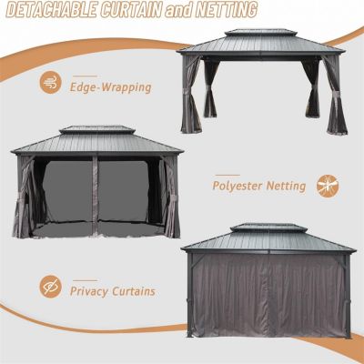 12' X 16' Hardtop Gazebo, Aluminum Metal Gazebo