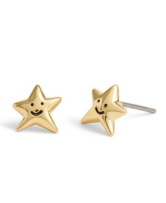 COACH Gold Smiley Star Stud Earrings - Macy's