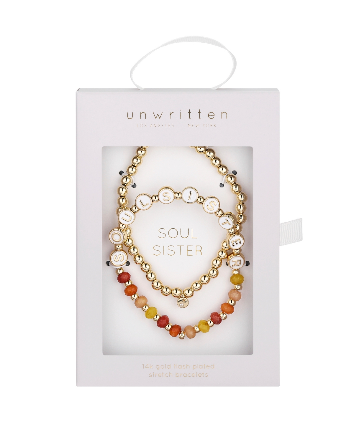 Shop Unwritten Multi Sunburst Quartz Soul Sister Stone And Beaded Stretch Bracelet Set In Gold
