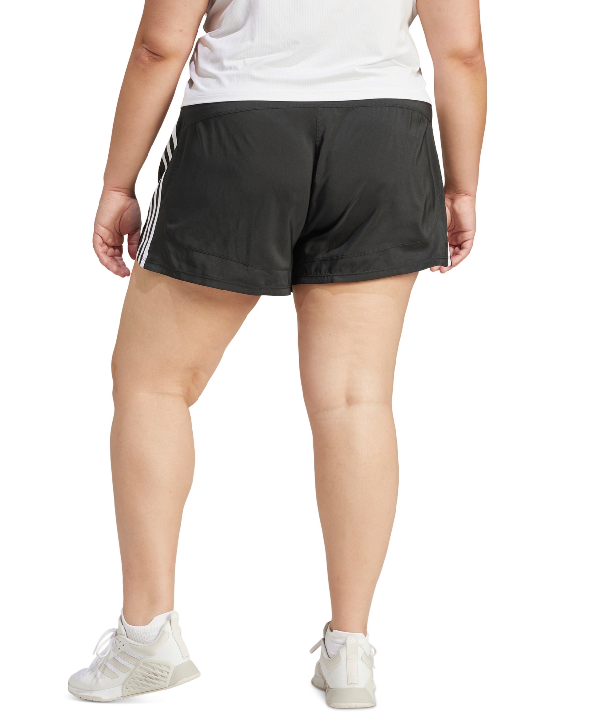 adidas Plus Size Pacer Training 3-Stripes Woven High-Rise Shorts -whit