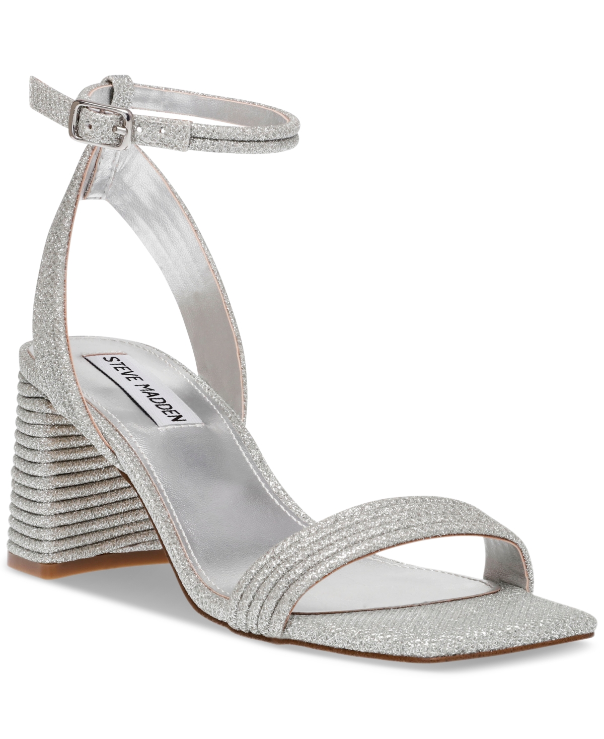 Women's Lavnish Block-Heel Sandals - Silver Glitter Mesh