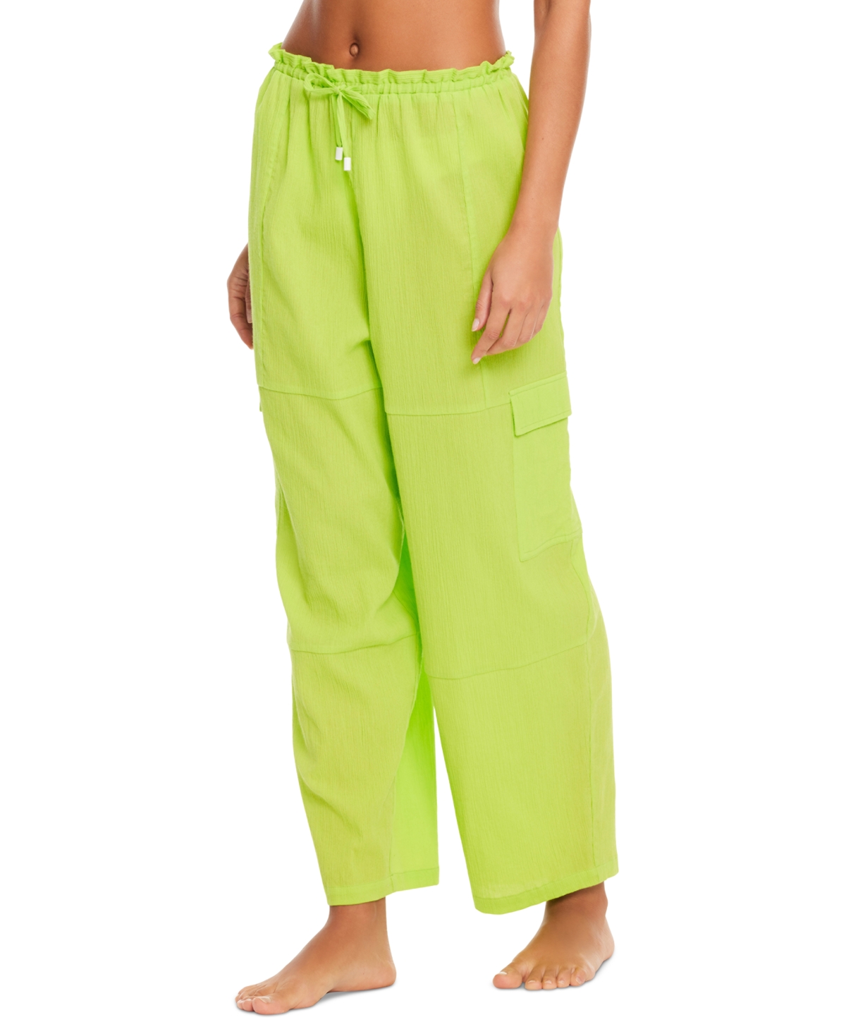 Shop Sanctuary Women's Barrel-leg Cover-up Cargo Pants In Electric Green