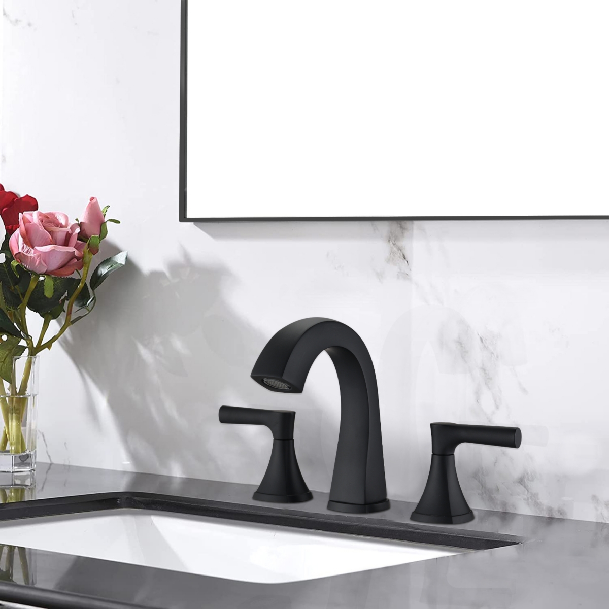 Streamdale Furniture Widespread Bathroom Sink Faucets Two Handle 3 Hole Vanity Bath Faucet With Drain Assembly