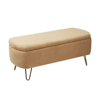 Streamdale Camel Ottoman Bench for Bed, Entryway, Gold Legs