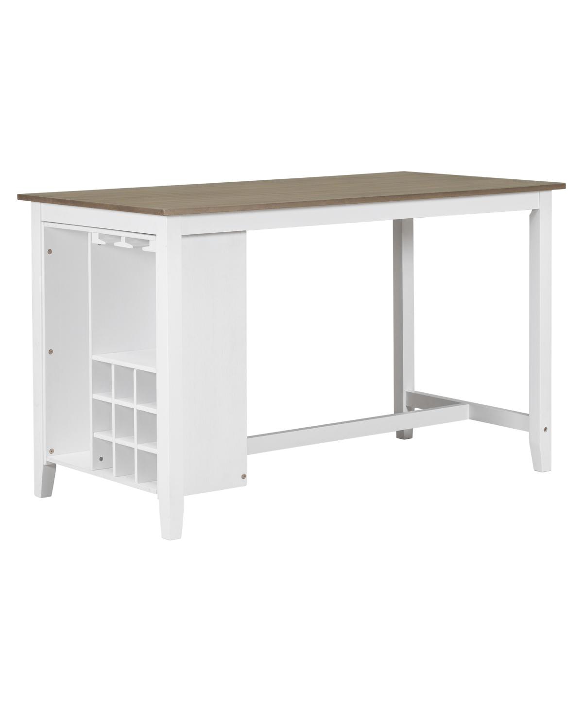 Simplie Fun 5-Piece Multi-Functional Rubberwood Counter Height Dining Set With Padded Chairs