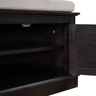 Multi-Functional Storage Bench with Shelves and Cushion