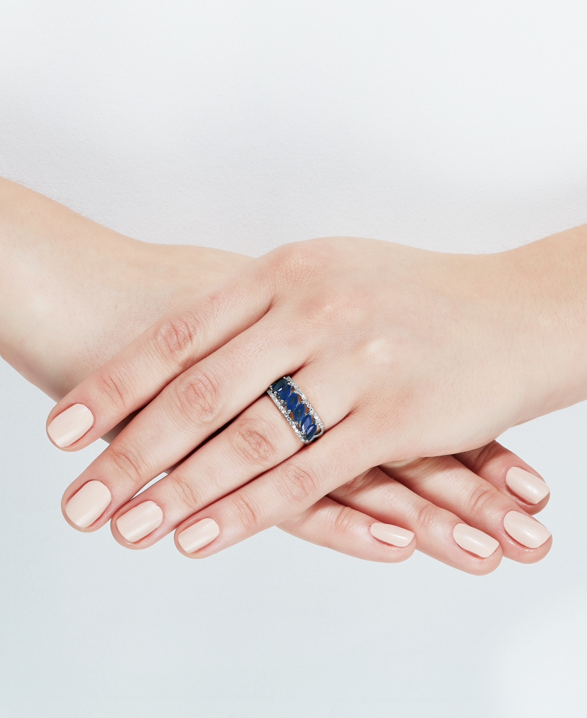 Kanchan(2-3/8 ct. t.w.) & Diamond (1/4 ct. t.w.) in 10k White Gold - Sapphire