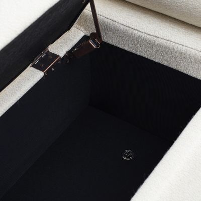 Streamdale Beige Linen Storage Bench with Iron Legs