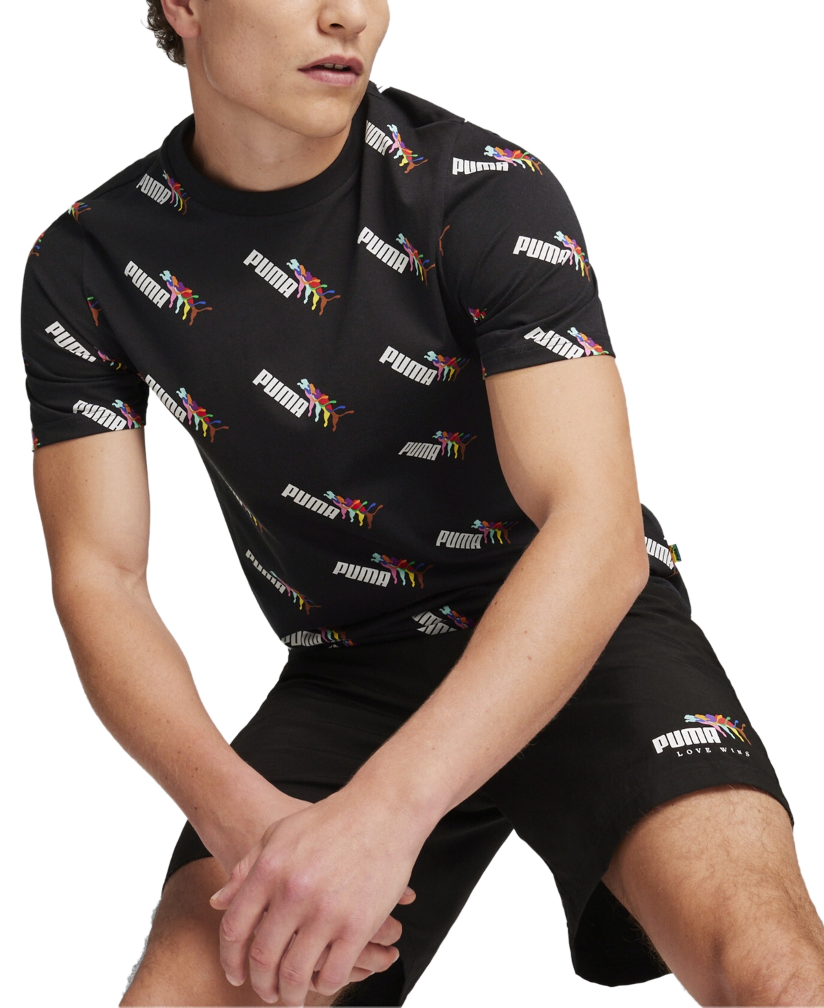 Shop Puma Men's Ess+ Love Wins Short Sleeve T-shirt In  Black