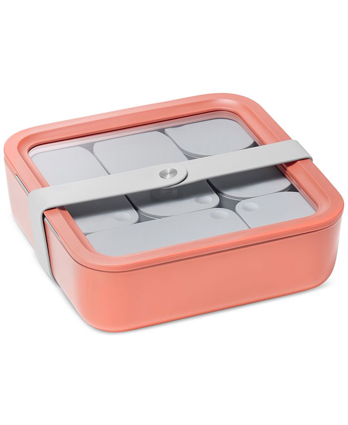 Caraway 10-Cup Glass Food Storage Container with Lid - Pink
