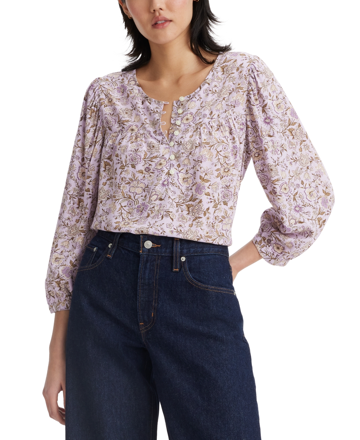 Levi's Plus Size Halsey Floral Print Blouse In Tapestry F