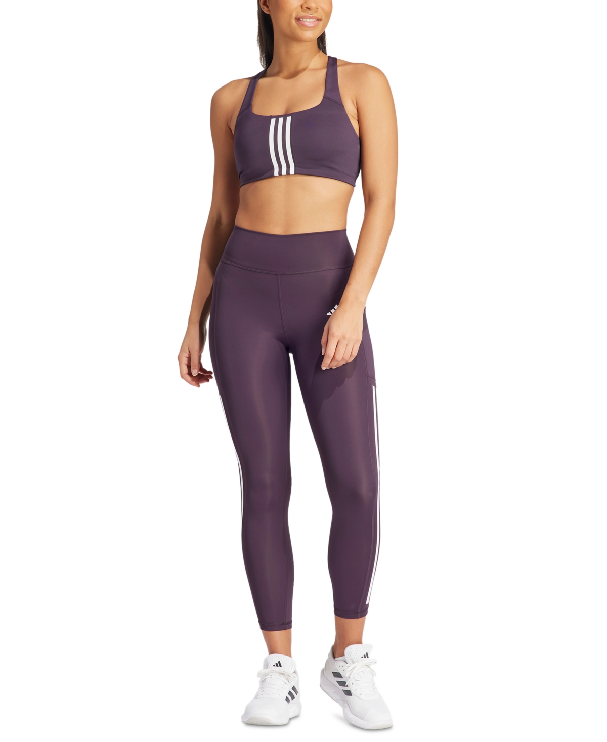 adidas Women's Optime Moisture-Wicking 3-Stripe 7/8 Leggings