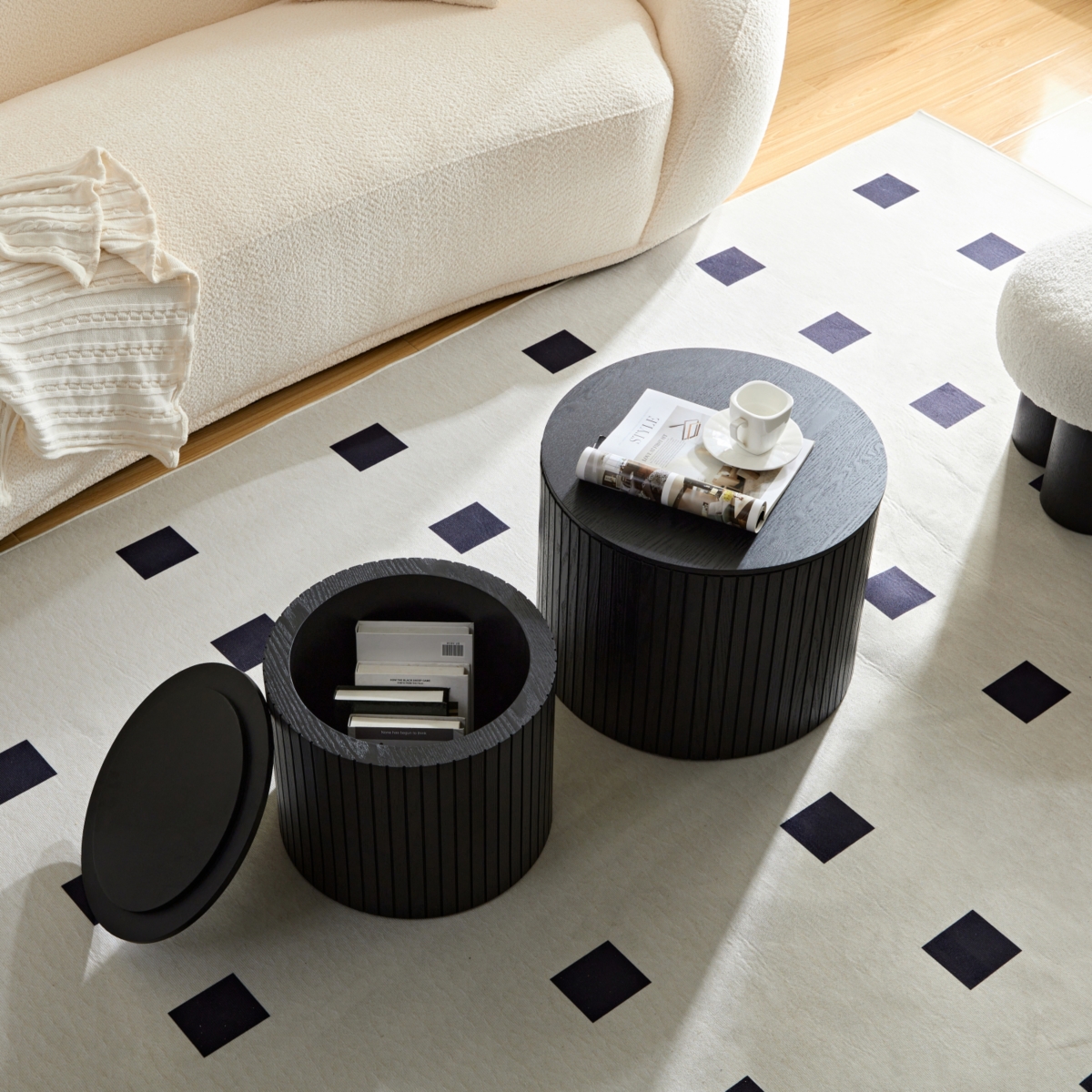 Streamdale Furniture Nested Table Set 2 Pieces, Mdf Coffee Table Set Living Room/Lounge Area, Black