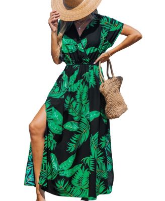 knee length dresses for ladies Clemence Embroidered Split Maxi Dress main image 1