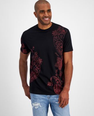 GUESS Men's Short Sleeve Crewneck Faded Paisley T-Shirt - Macy's