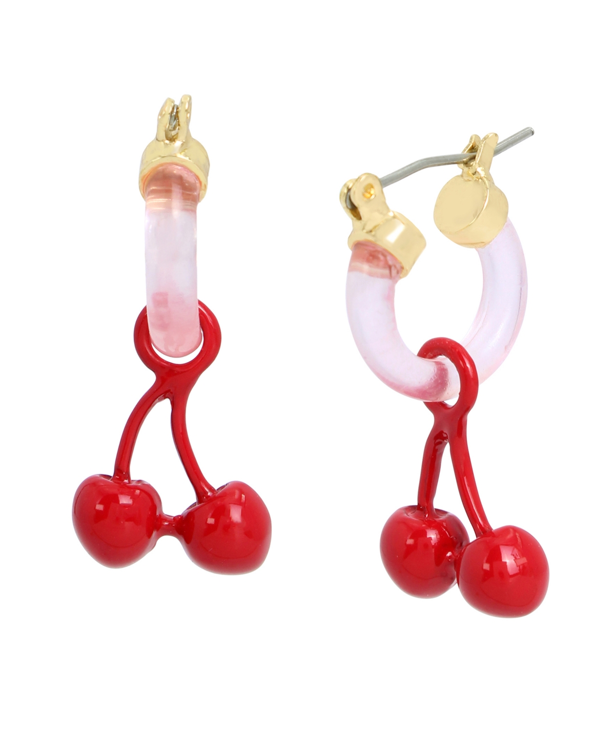 Faux Stone Cherry Charm Huggie Earrings - Red