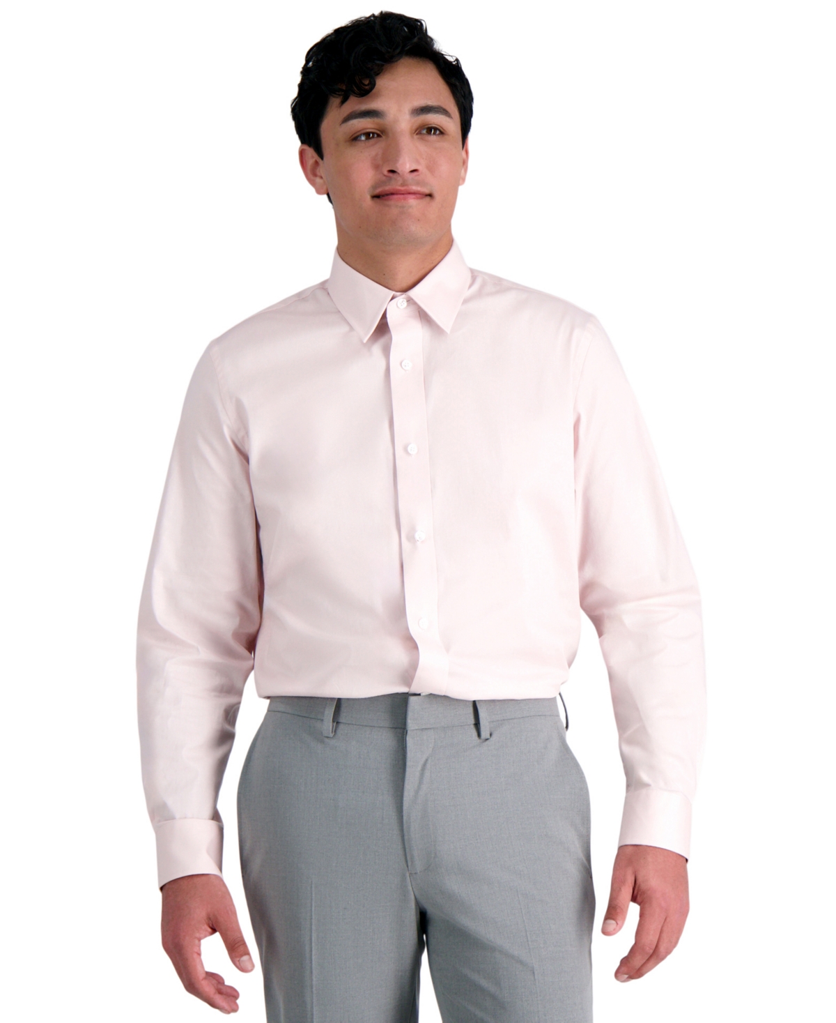 Shop Haggar Men's Premium Comfort Slim Fit Dress Shirt In Pink Solid