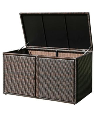 88 Gallon Rattan Deck Storage Box Outdoor Patio Garden Cushion Container