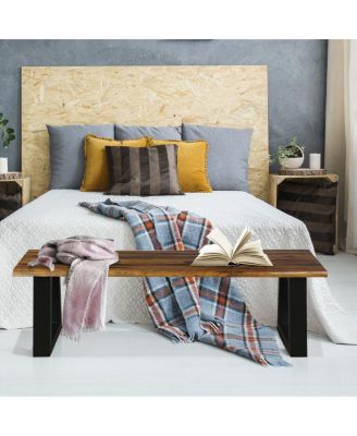 Solid Acacia Wood Patio Bench Dining Bench Seating Chair