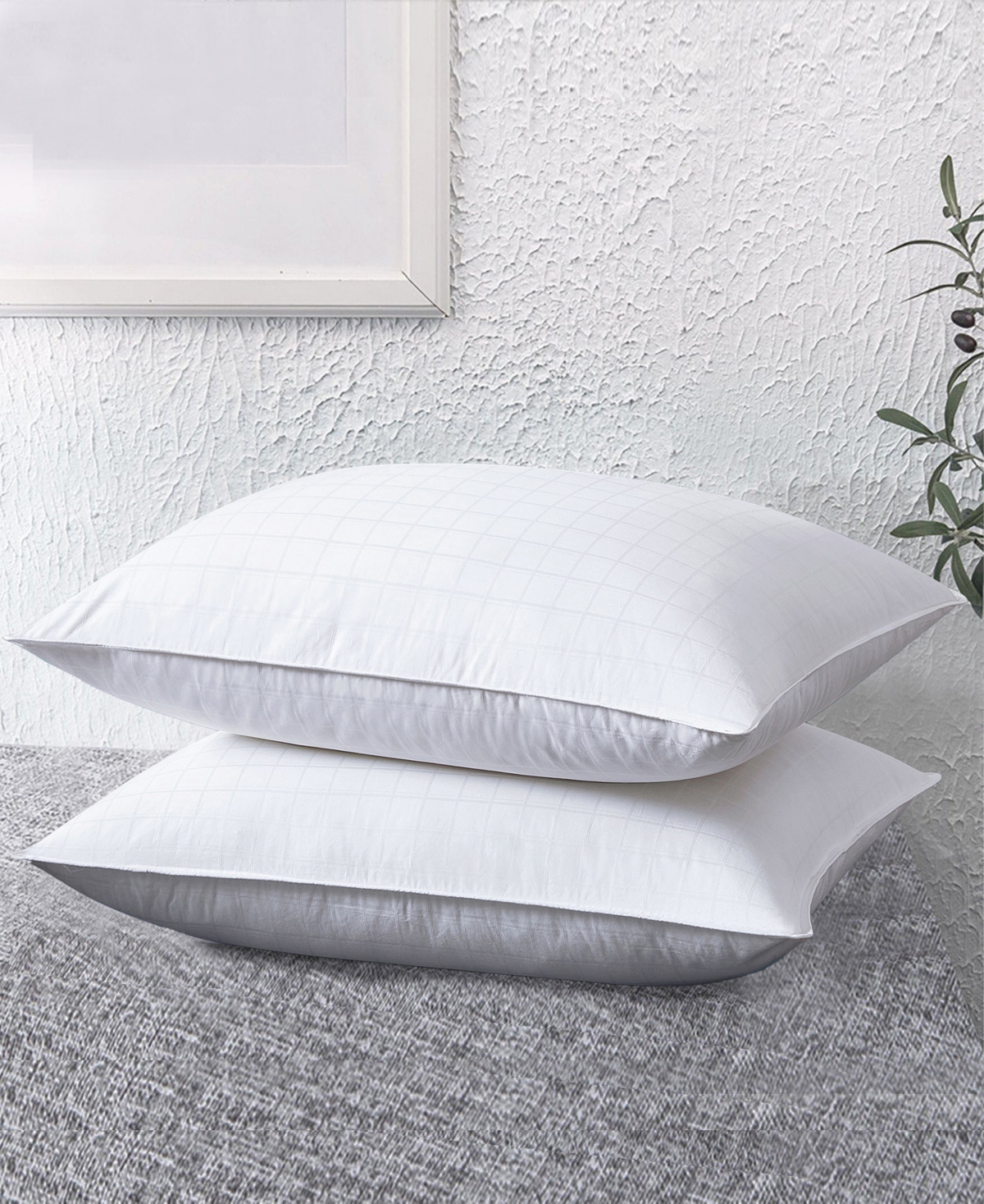 Unikome Medium Firm Goose Down Feather Pillow, King In White
