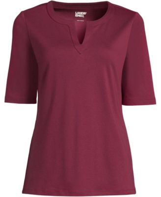 Women's Cotton Polyester Modern Half Sleeve Splitneck