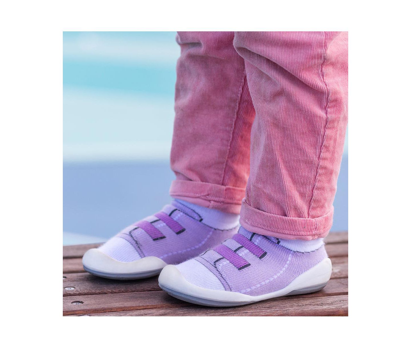 Обувь Komuello Breathable Washable Non-Slip Sock Shoes Walker - Violet для девочек-малышей — фото 9