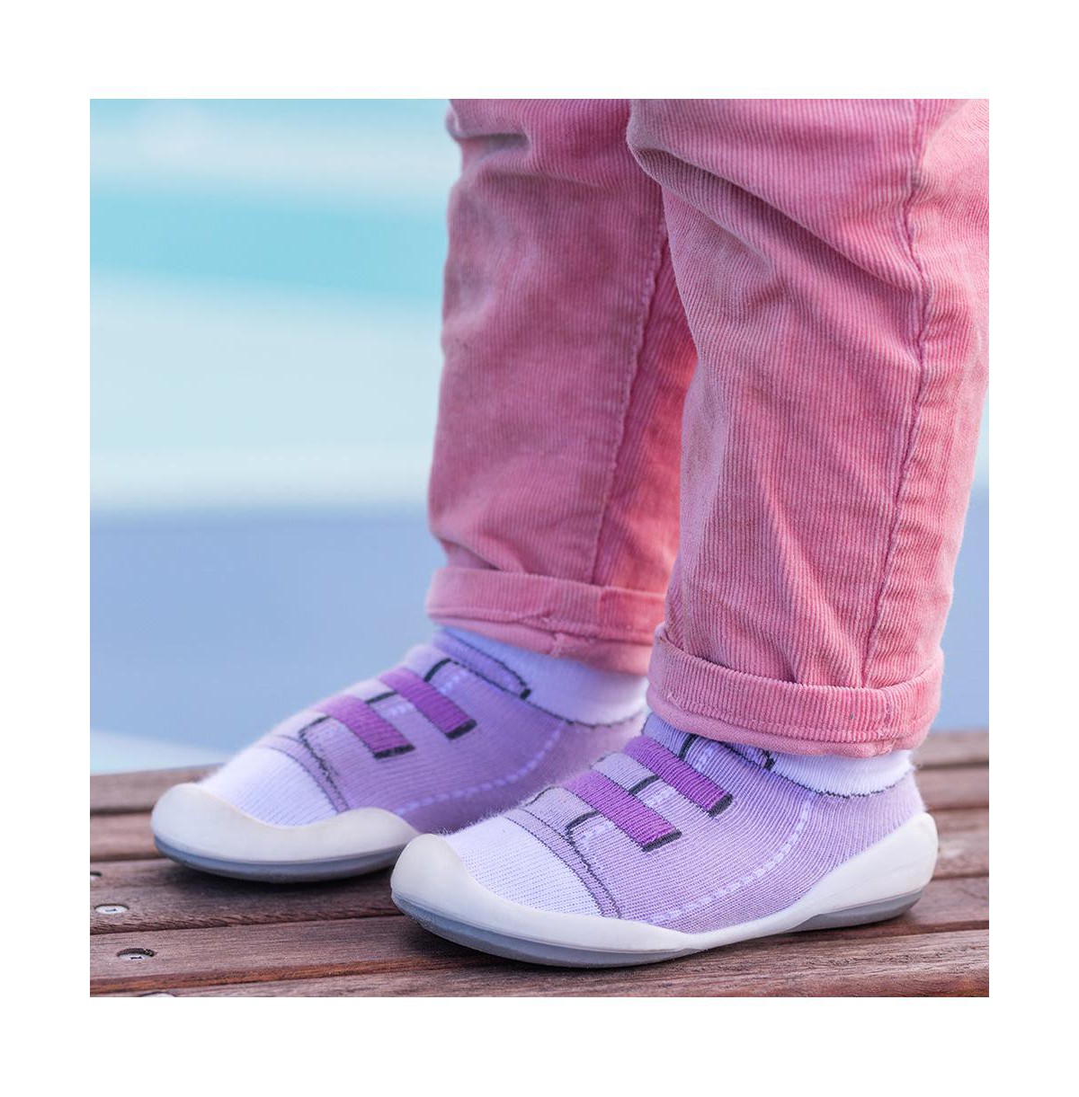 Детские Komuello Infant Girl Breathable Washable Non-Slip Sock Shoes Walker - Violet — фото 10